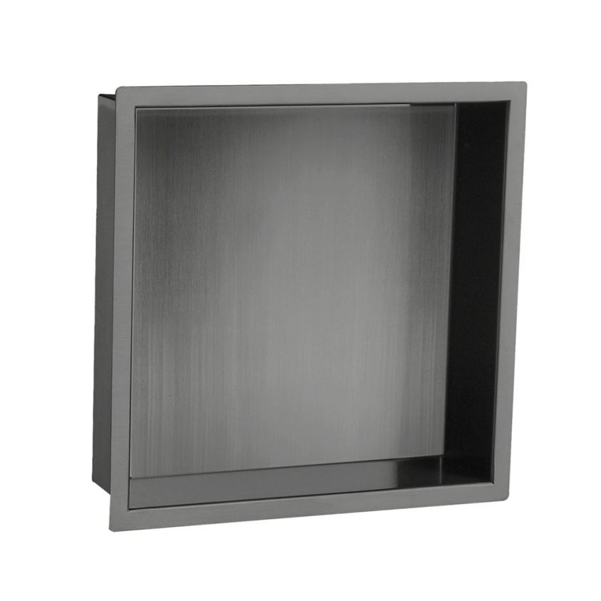 Product cut out image of JTP Vos Brushed Black 300mm x 300mm Shower Niche 27NH300BBL